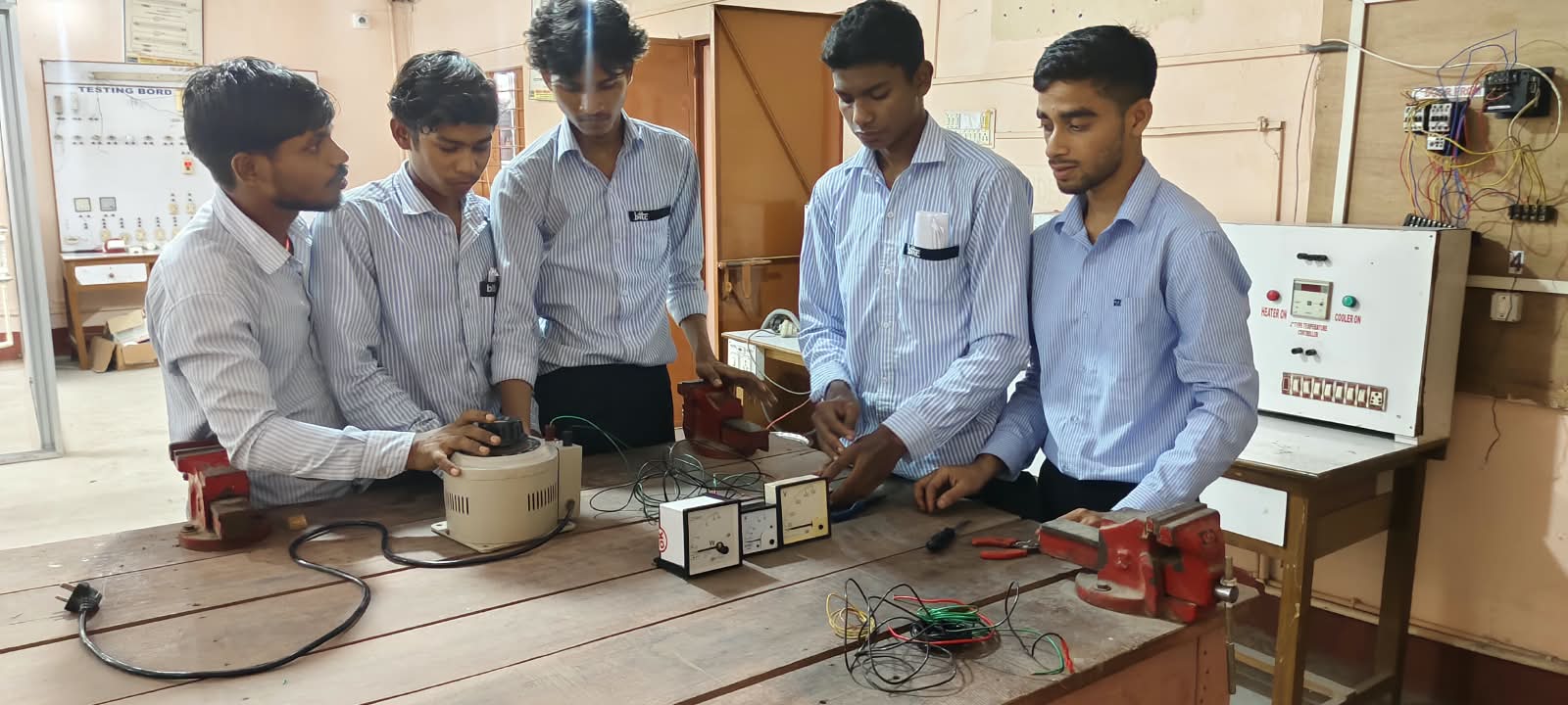 Students practicing welding skills